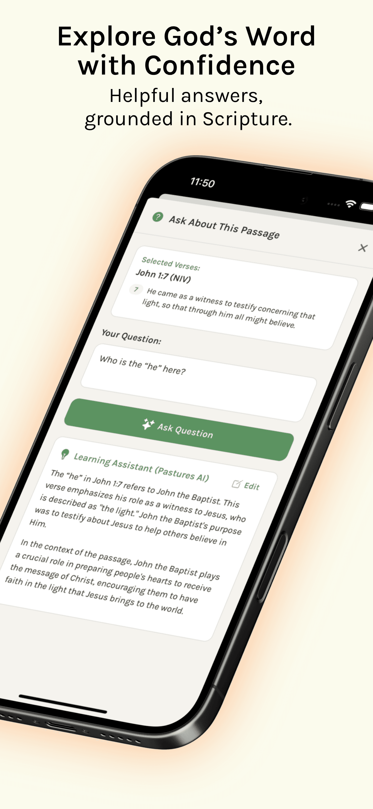 Pastures AI reflection assistant screen.
